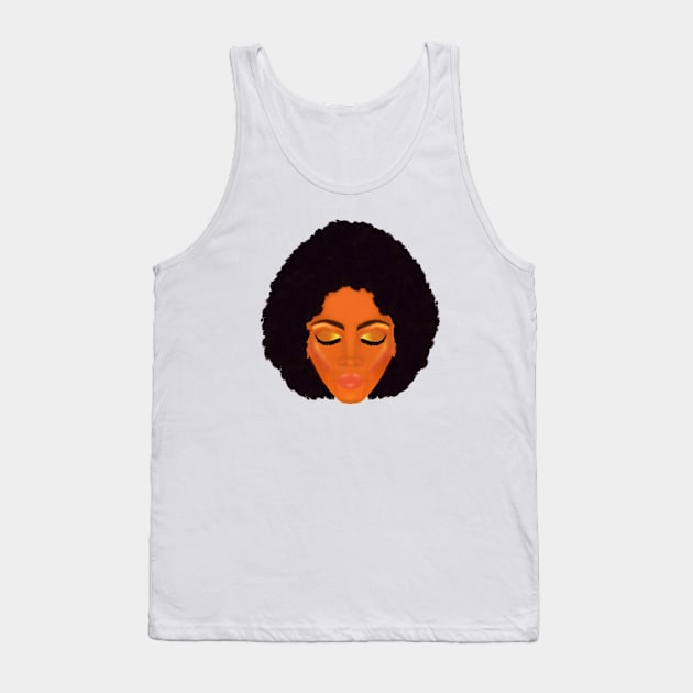 Chic Afro and Gold Makeup (White Background) Tank Top by Art By LM Designs 